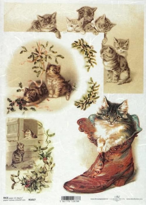 Rice Paper - Christmas cats