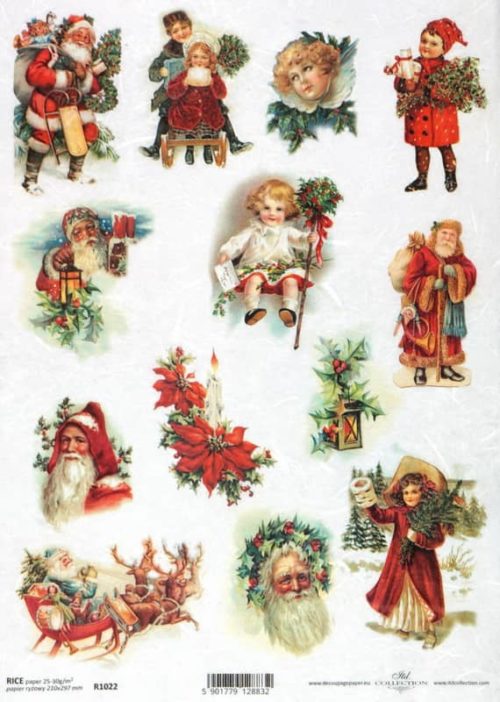 Rice Paper - Christmas Santa with children - R1022_ITD