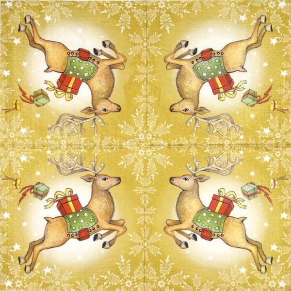 Paper Napkin - Flying Deer Gold - Image 2