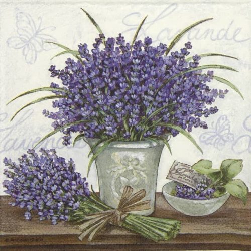 Paper Napkin - Lavender Scene cream