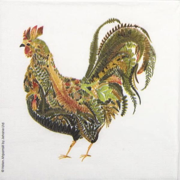 Lunch Napkins (20) - Helen Ahpornsiri: Green Rooster
