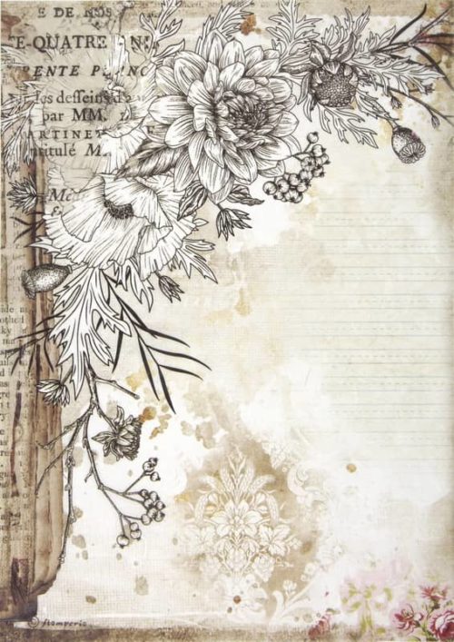 Rice Paper - Romantic Journal stylized flower - DFSA4553 - Stamperia