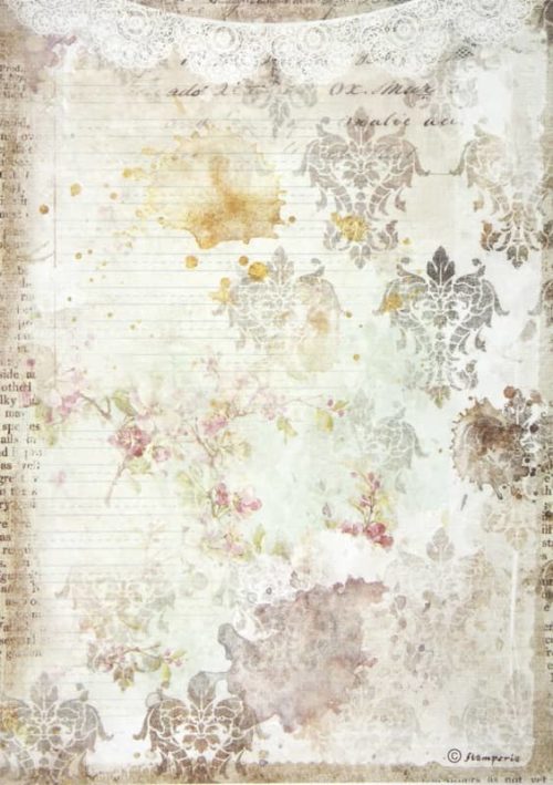 Rice Paper - Romantic Journal texture with lace - DFSA4556 - Stamperia