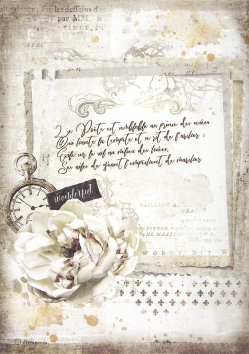 Rice Paper - Romantic Journal manuscript and clock - DFSA4557 - Stamperia