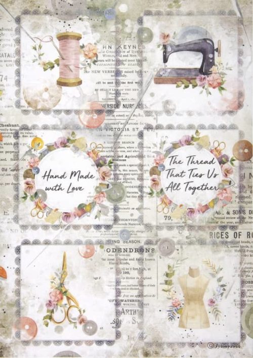 Rice Paper - Romantic Threads mini cards - DFSA4568 - Stamperia