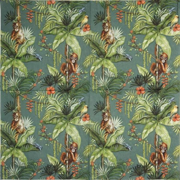 Cocktail Napkin - Orangutan green