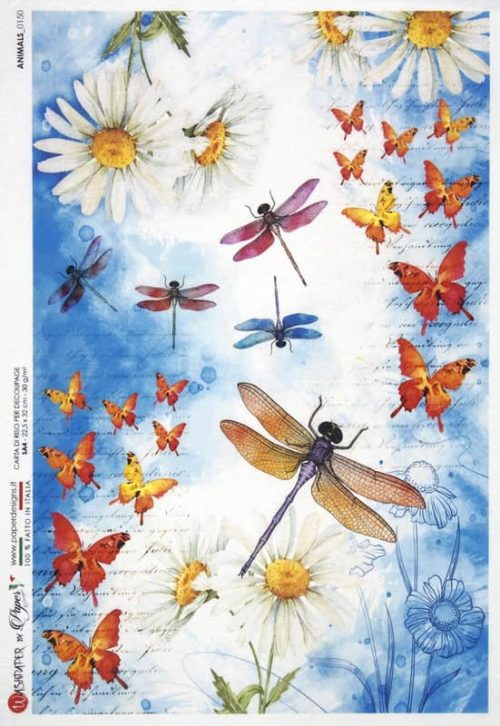 Rice Paper - Butterflies and Dragonflies - 0150 (22 x 32cm)