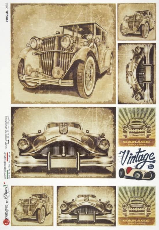 Rice Paper - Vintage Cars - Napkin Shop