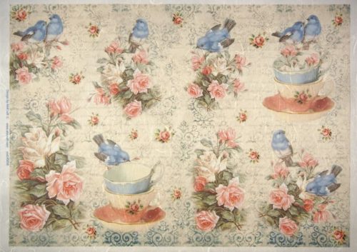 Rice Paper - Roses and birds
