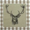 Cocktail Napkin - Checked Stag Head  Brown
