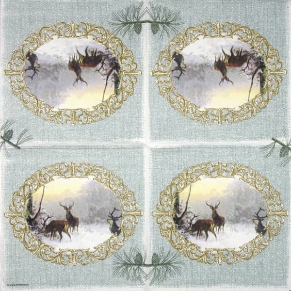 Lunch Napkins (20) - Elegant Deers Green