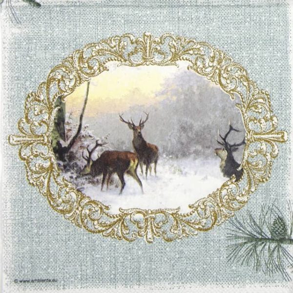 Paper Napkin - Elegant Deers Green