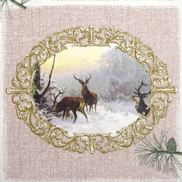 Lunch Napkins (20) - Elegant Deers Rose