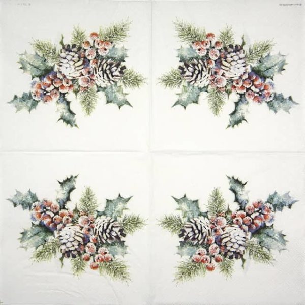 Lunch Napkins (20) - Holly And Berries - Image 2