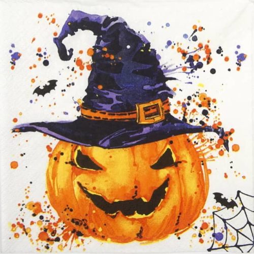 Paper Napkins - Creepy Pumpkin with Splashes (20 pieces)