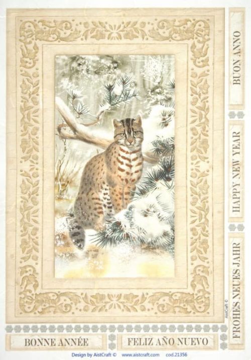 Rice Paper - Cat in forest brown