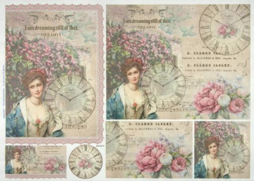 Rice Paper - Clocks,  Roses, Ladies 32x45cm