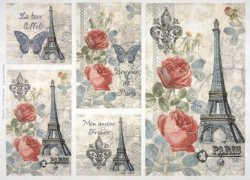 Rice Paper Eiffel Tower and Roses
