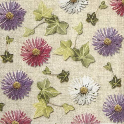 Cocktail Napkin - Autumn asters linen