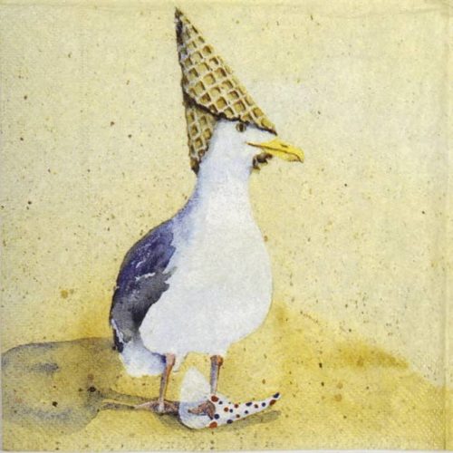 Cocktail Napkin - Funny seagulls ice