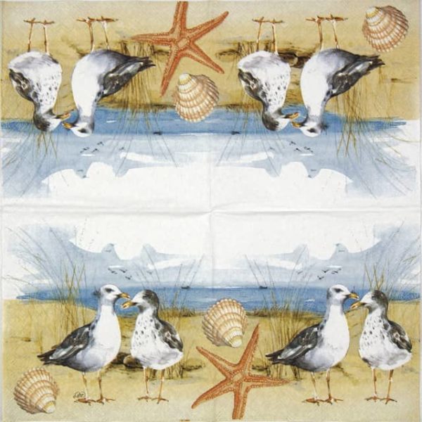 Cocktail Napkin - Seagulls at the beach