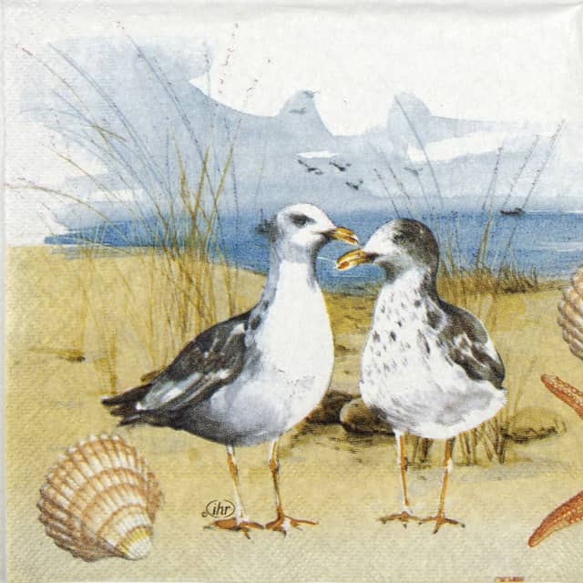 Cocktail Napkin - Seagulls at the beach