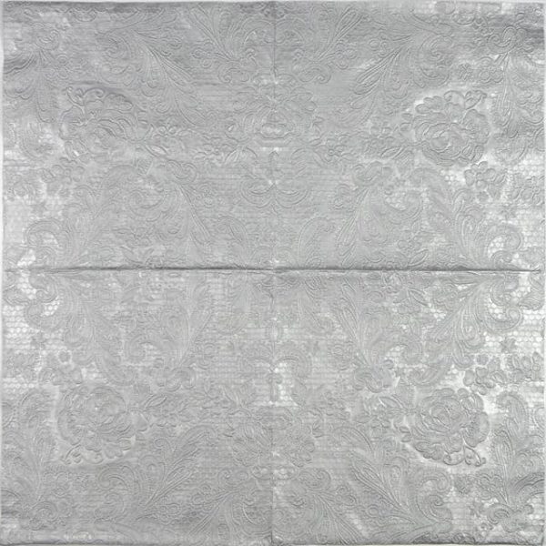 Paper Napkin - Lace Embossed Silver