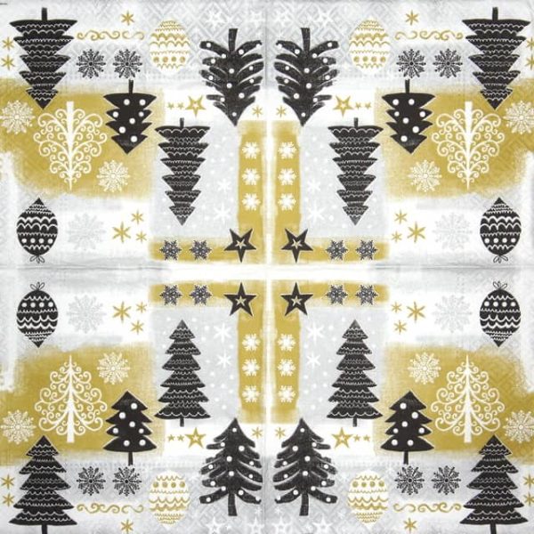 Paper Napkin - Christmas Design gold - Paw