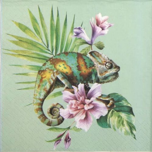 Paper Napkin - Exotic Chameleon on green