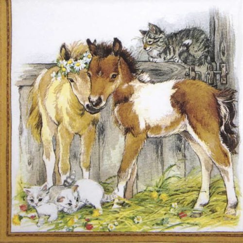 Paper Napkin - Kitten & Foals in Stable_Ti-flair_371057