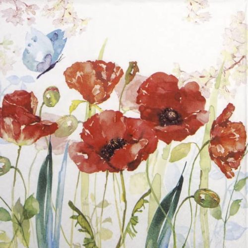 Paper Napkin - Poppies & Butterfly_Ti-flair__344593