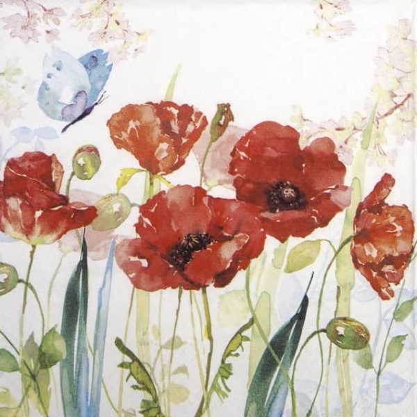 Paper Napkin - Poppies & Butterfly_Ti-flair__344593