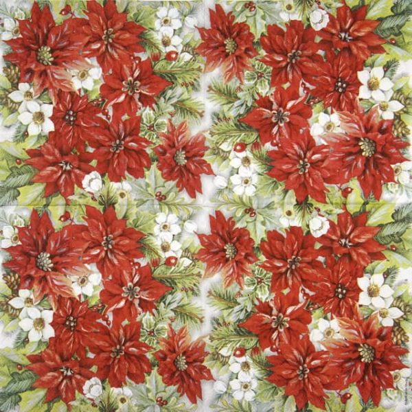 Cocktail Napkin - Poinsettia All Over - Image 2