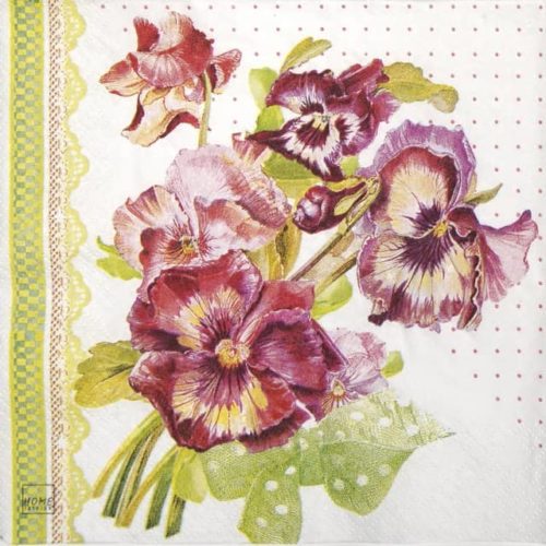 Paper Napkin - Painted Pansy in Green