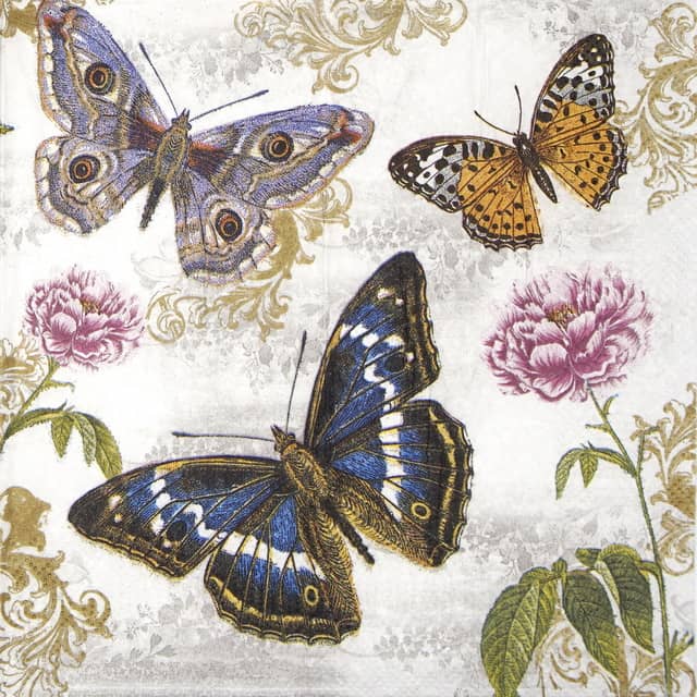 Paper napkin butterflies with flowers