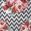 Paper napkin red roses on a zig zag background