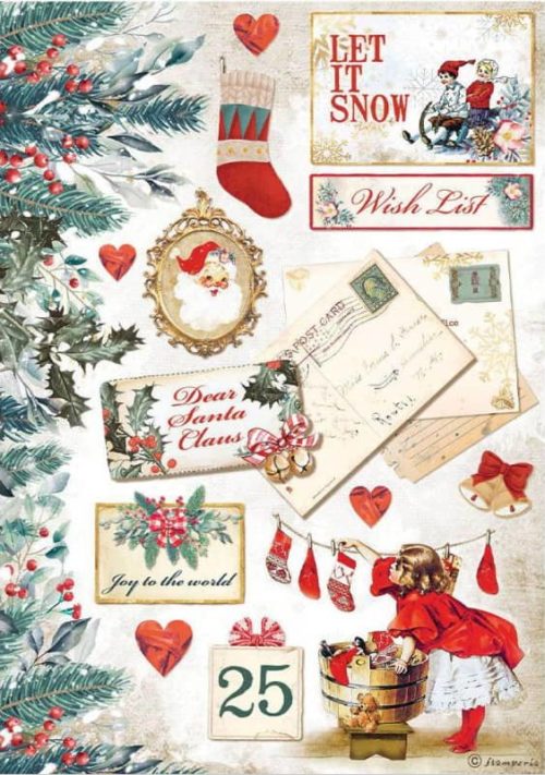 Rice Paper - Romantic Christmas Let it Snow Cards - DFSA4614 - Stamperia