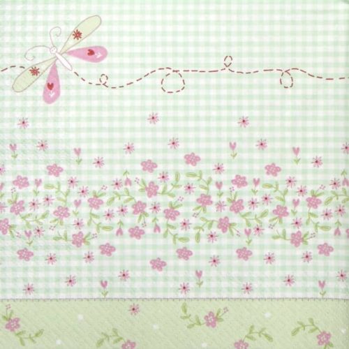 Paper Napkin - Green Garden with Dragonfly