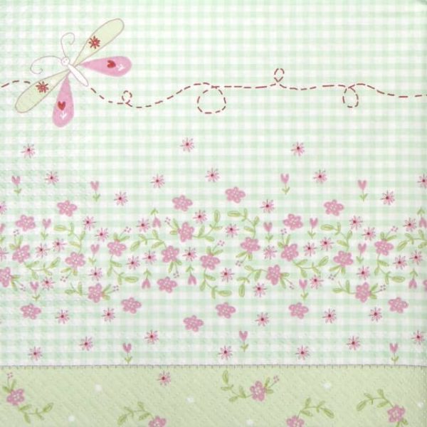 Paper Napkin - Green Garden with Dragonfly