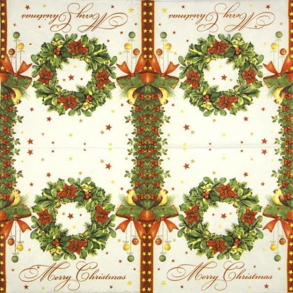 Paper Napkin - Merry Christmas Wreath