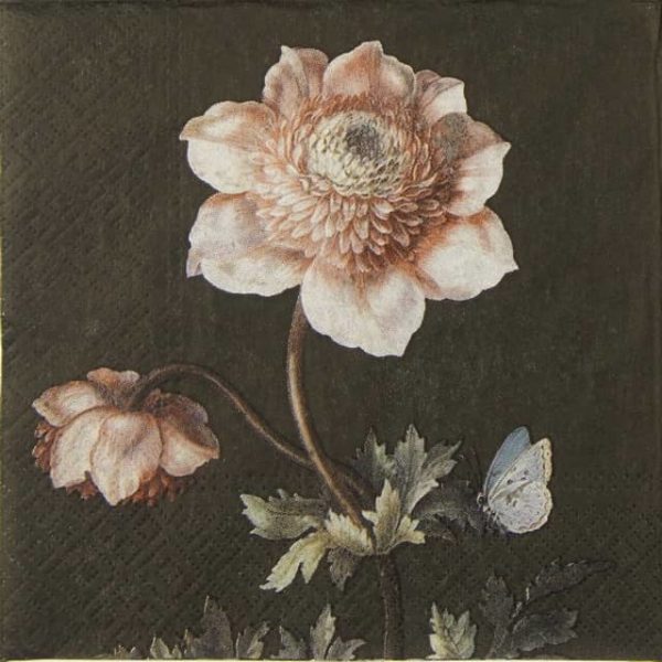 Paper napkin Peony on black background