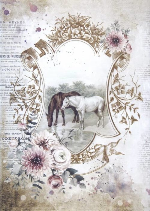 Rice Paper - Romantic horses Lake - DFSA4582