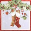 Paper Napkin - Chaussettes avec Guirlande red