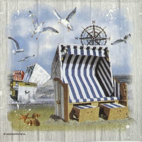 Paper Napkin striped swing bench on the beach