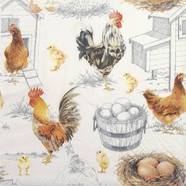 Paper Napkin Chicken Farm with eggs