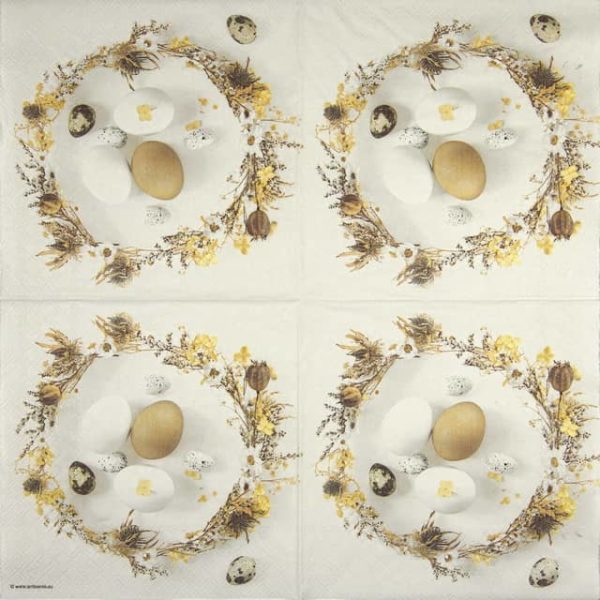 Paper napkin eggs in flower wreath