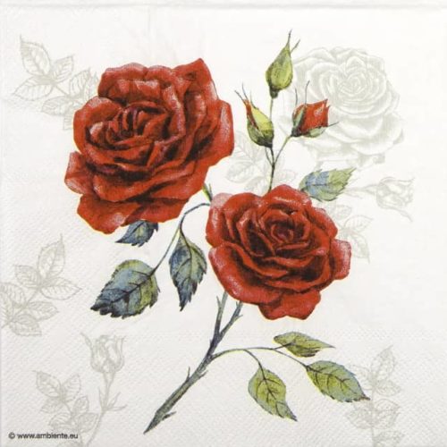 Paper napkin two red roses