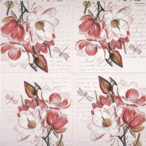 Paper Napkin pink magnolia flower