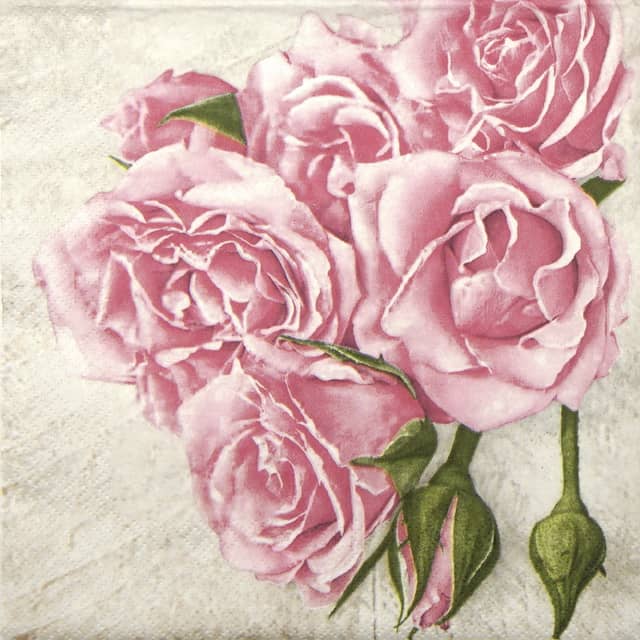Paper napkin Light Pink Roses with Buds