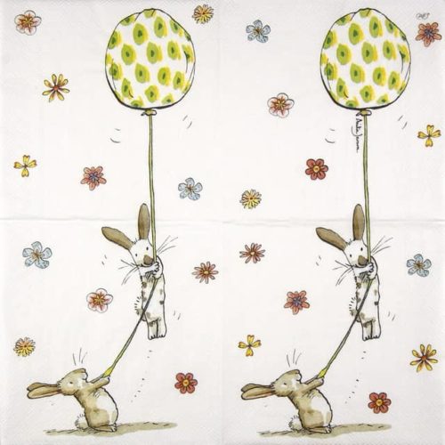 Paper Napkin - Anita Jeram: Bunnies with Balloon